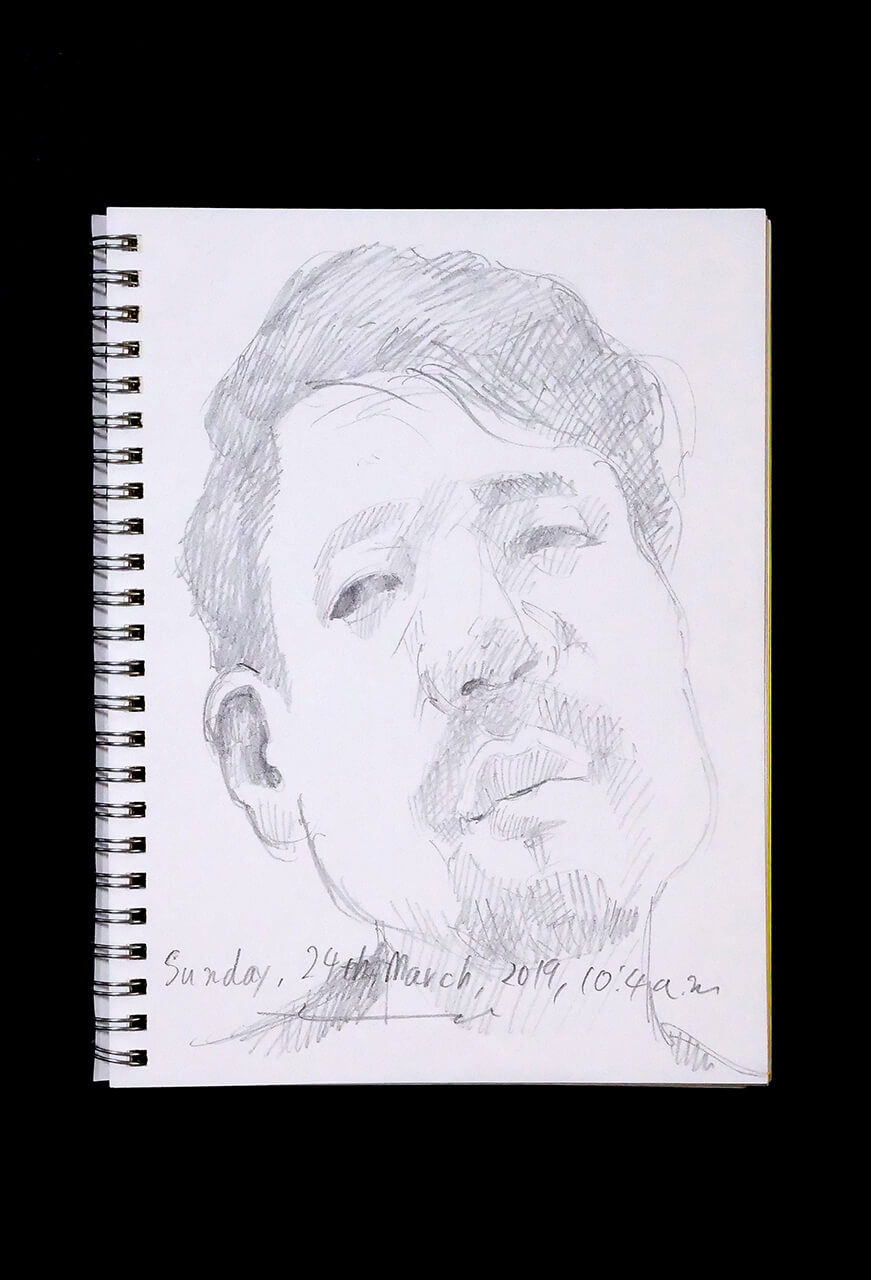 Contemporary artist SHINTAKU Tomoni's 2019/3/24 Self-portrait or pencil drawing