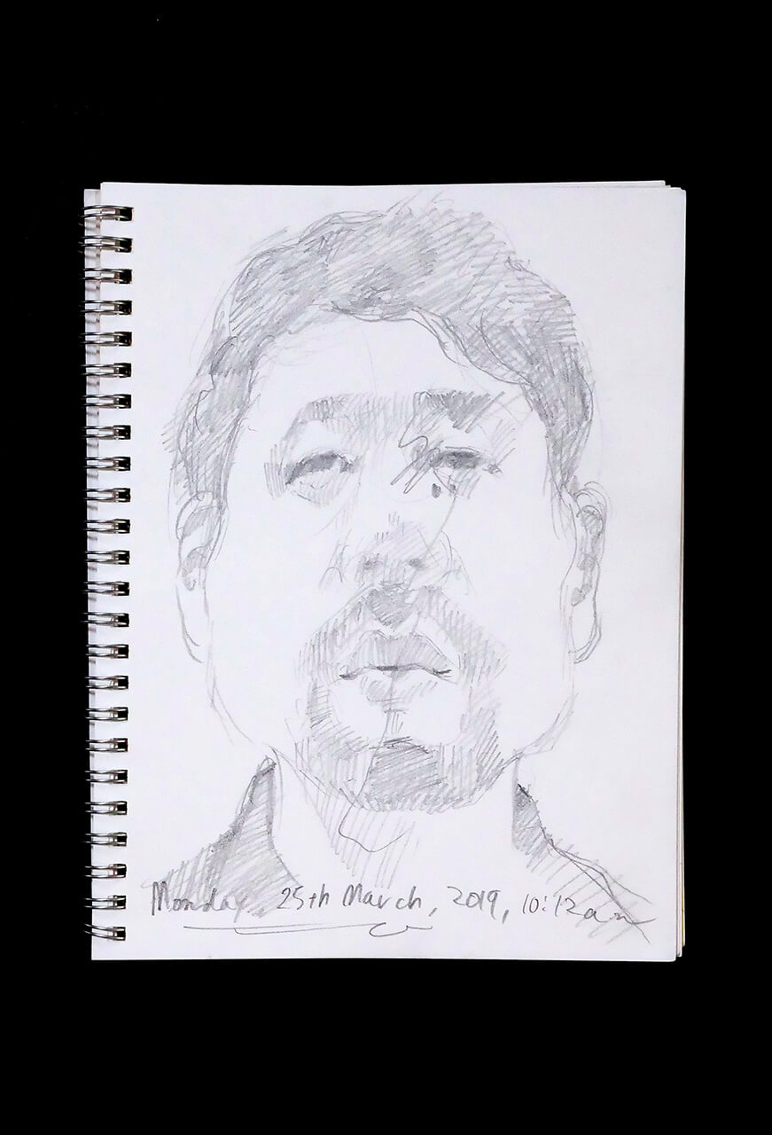Contemporary artist SHINTAKU Tomoni's 2019/3/25 Self-portrait or pencil drawing