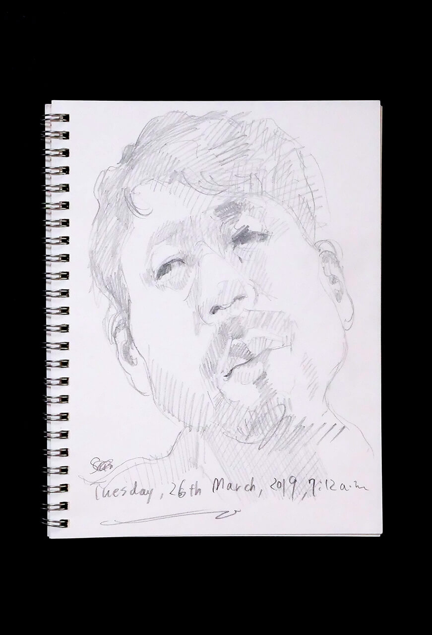 Contemporary artist SHINTAKU Tomoni's 2019/3/26 Self-portrait or pencil drawing