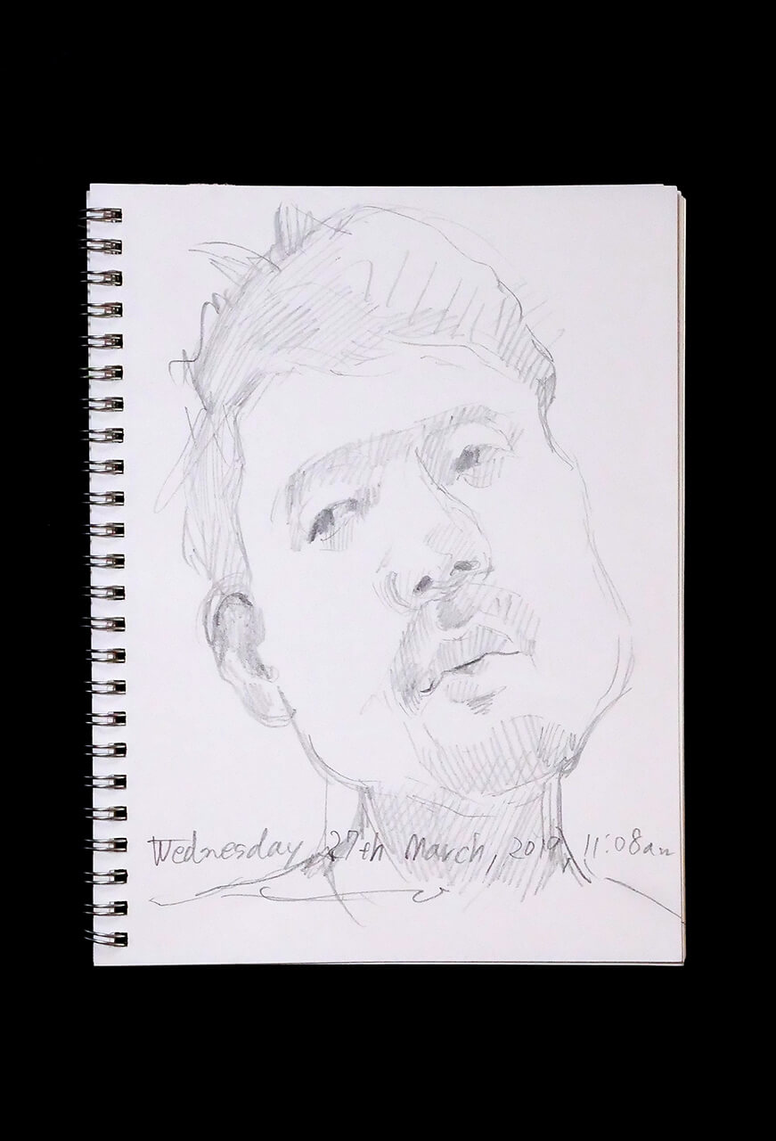 Contemporary artist SHINTAKU Tomoni's 2019/3/27 Self-portrait or pencil drawing