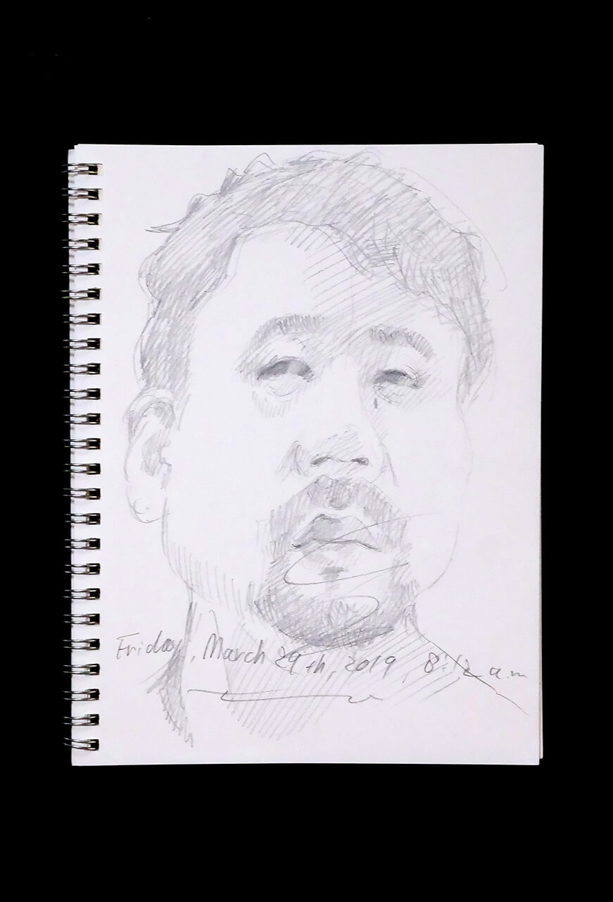 Contemporary artist SHINTAKU Tomoni's 2019/3/29 Self-portrait or pencil drawing