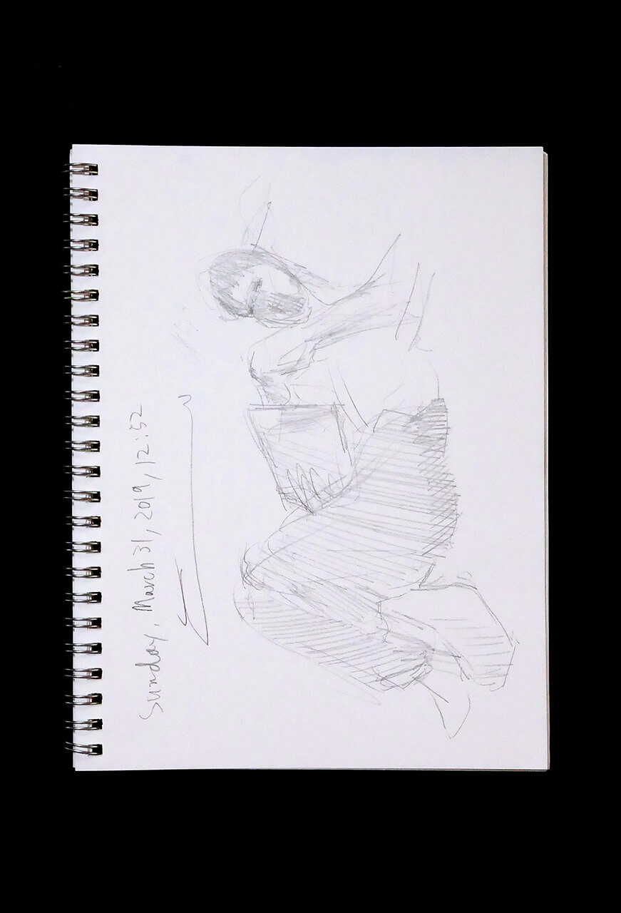 Contemporary artist SHINTAKU Tomoni's 2019/3/31 Self-portrait or pencil drawing