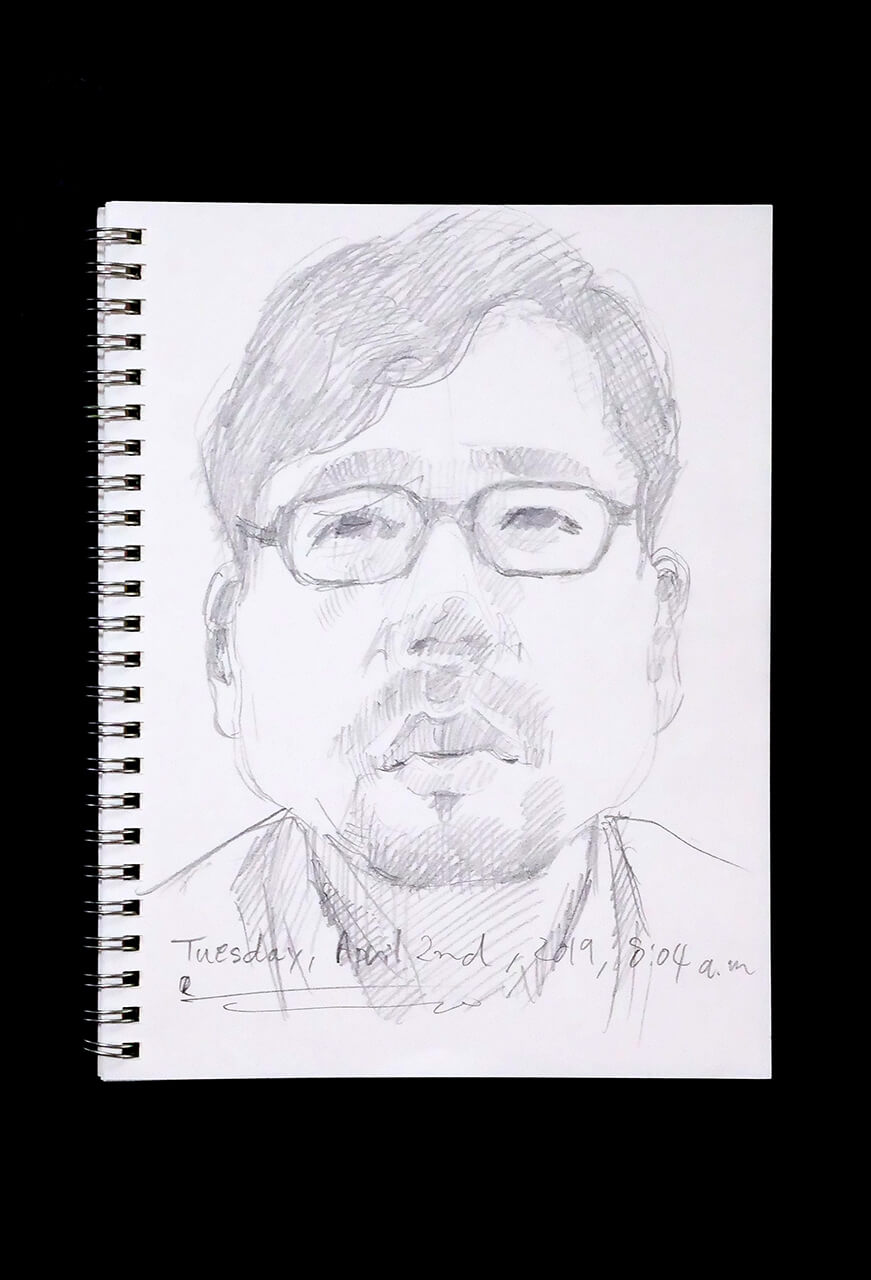 Contemporary artist SHINTAKU Tomoni's 2019/4/2 Self-portrait or pencil drawing