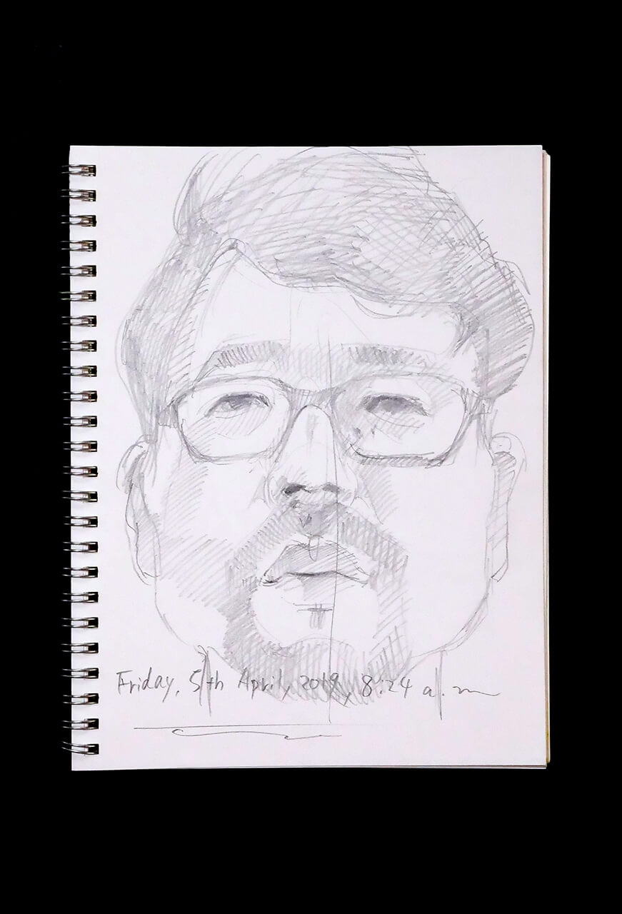 Contemporary artist SHINTAKU Tomoni's 2019/4/5 Self-portrait or pencil drawing