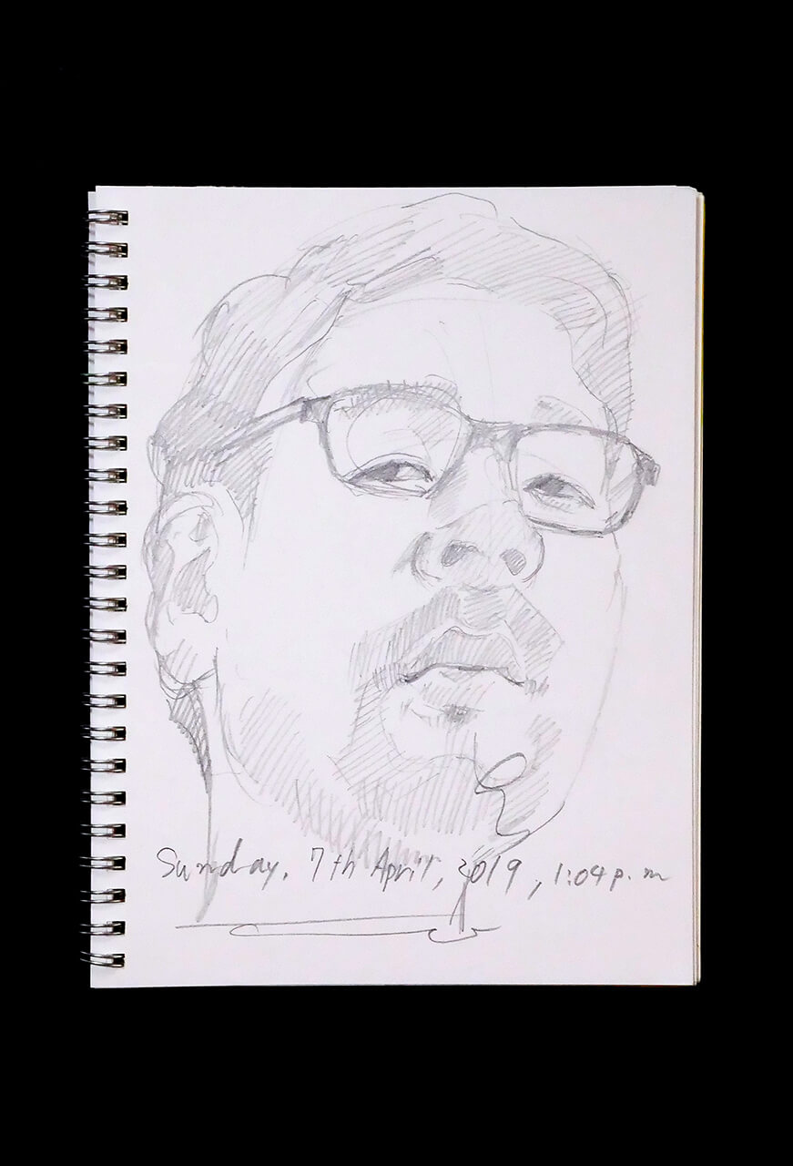 Contemporary artist SHINTAKU Tomoni's 2019/4/7 Self-portrait or pencil drawing