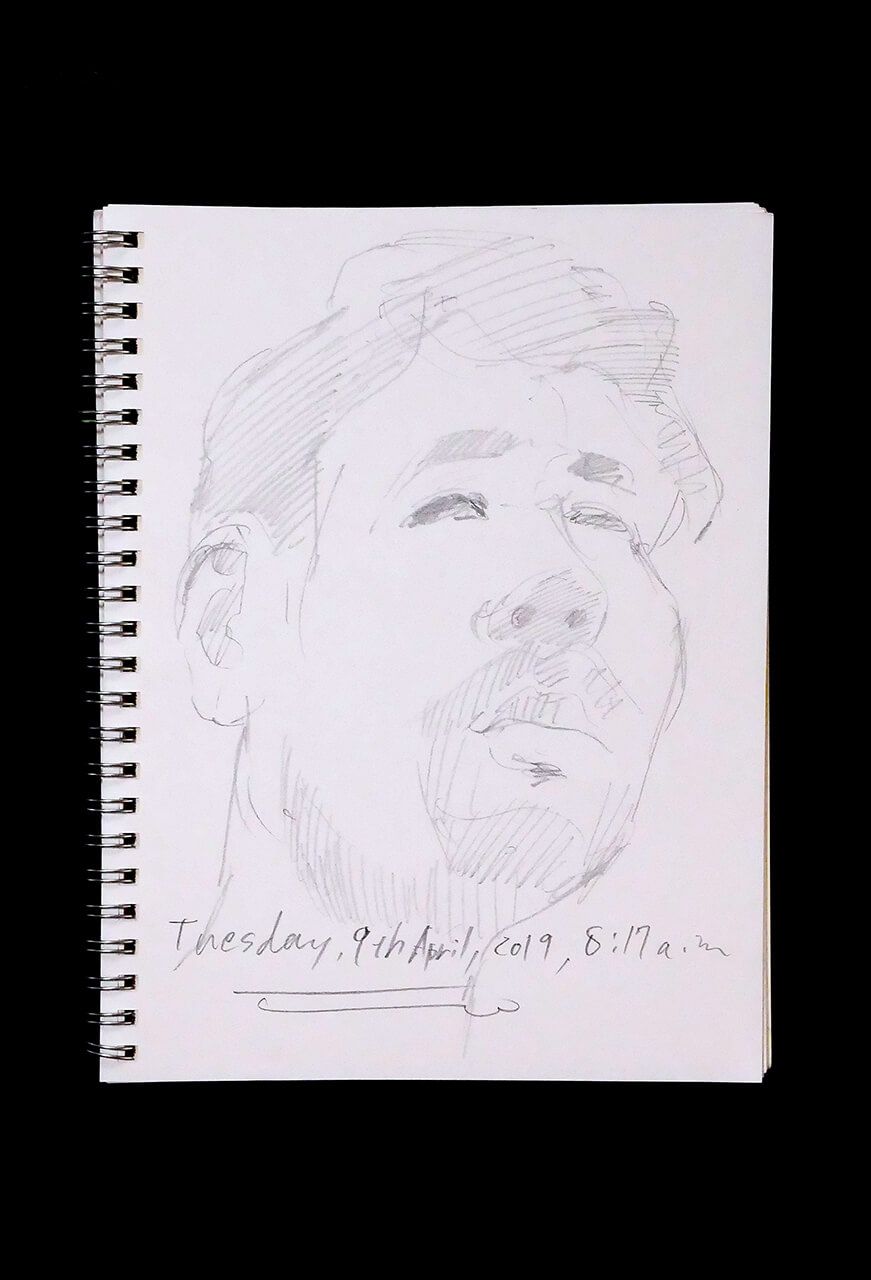 Contemporary artist SHINTAKU Tomoni's 2019/4/9 Self-portrait or pencil drawing