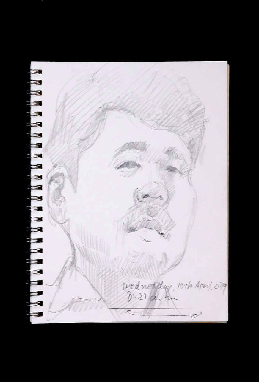 Contemporary artist SHINTAKU Tomoni's 2019/4/10 Self-portrait or pencil drawing