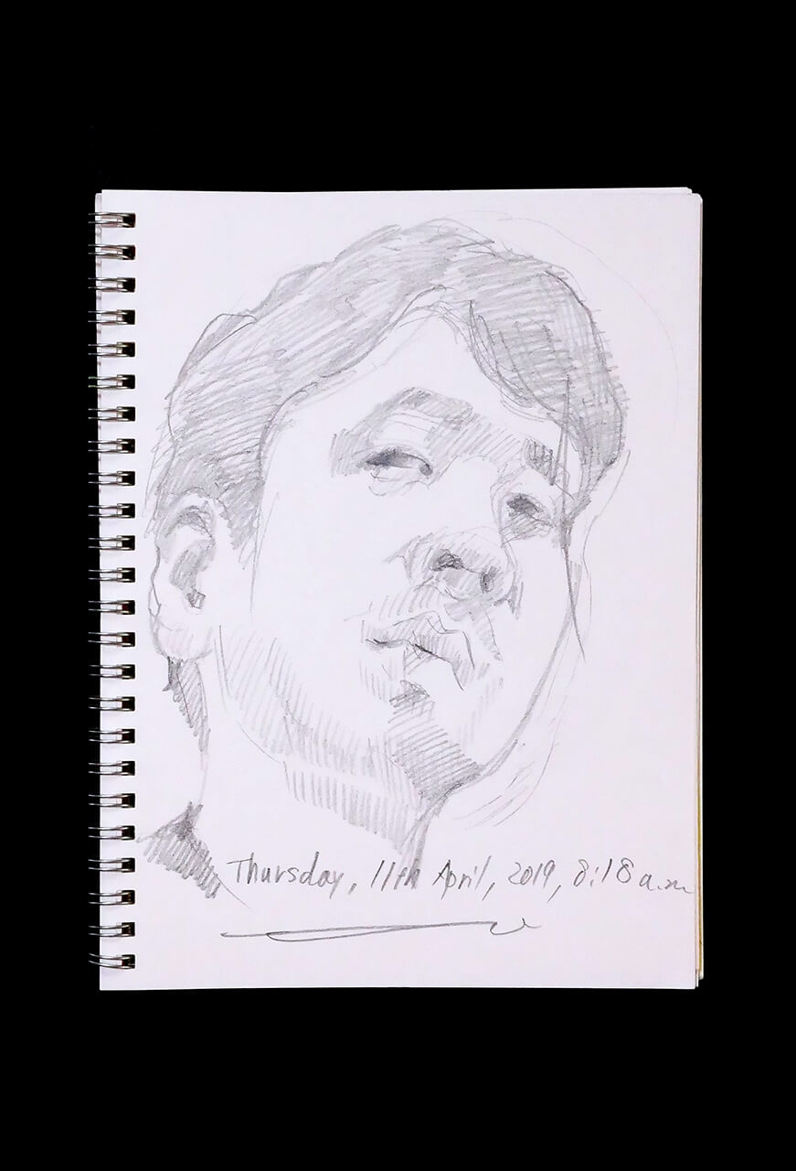 Contemporary artist SHINTAKU Tomoni's 2019/4/11 Self-portrait or pencil drawing