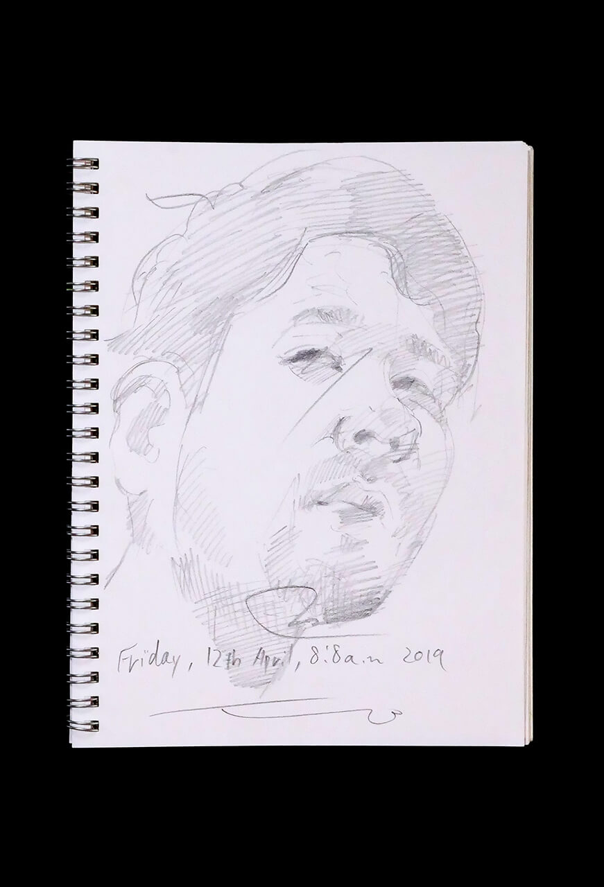 Contemporary artist SHINTAKU Tomoni's 2019/4/12 Self-portrait or pencil drawing