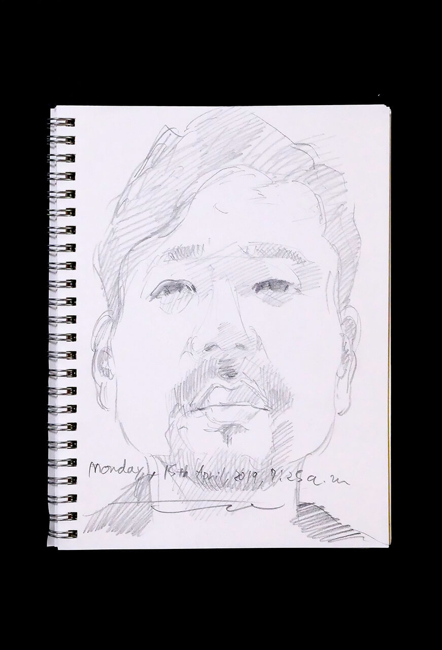 Contemporary artist SHINTAKU Tomoni's 2019/4/15 Self-portrait or pencil drawing