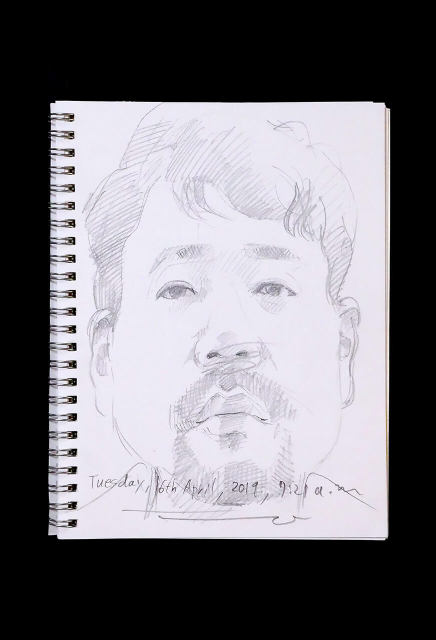 Contemporary artist SHINTAKU Tomoni's 2019/4/16 Self-portrait or pencil drawing
