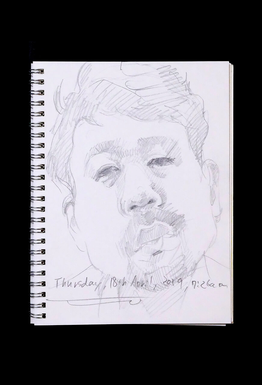 Contemporary artist SHINTAKU Tomoni's 2019/4/18 Self-portrait or pencil drawing