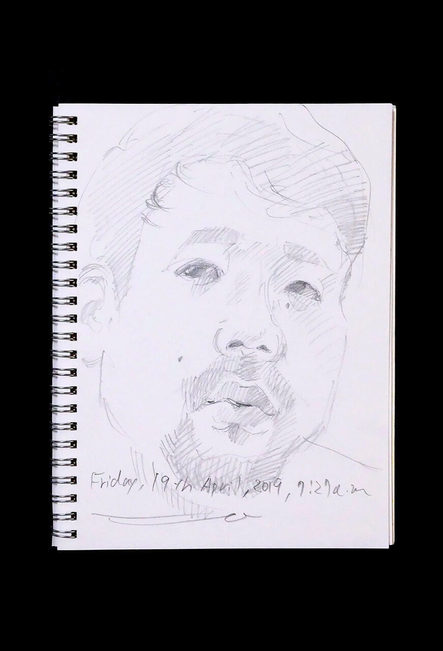 Contemporary artist SHINTAKU Tomoni's 2019/4/19 Self-portrait or pencil drawing