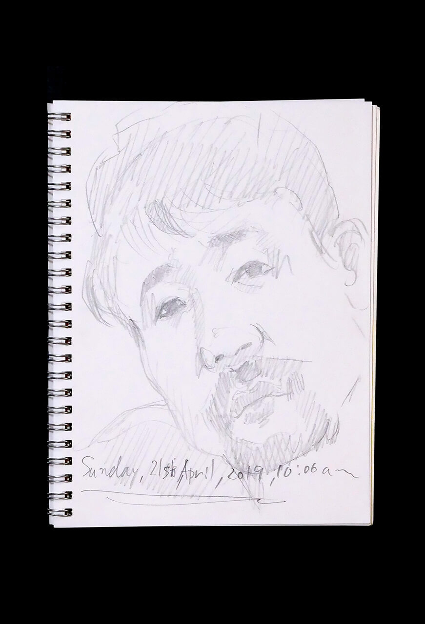 Contemporary artist SHINTAKU Tomoni's 2019/4/21 Self-portrait or pencil drawing