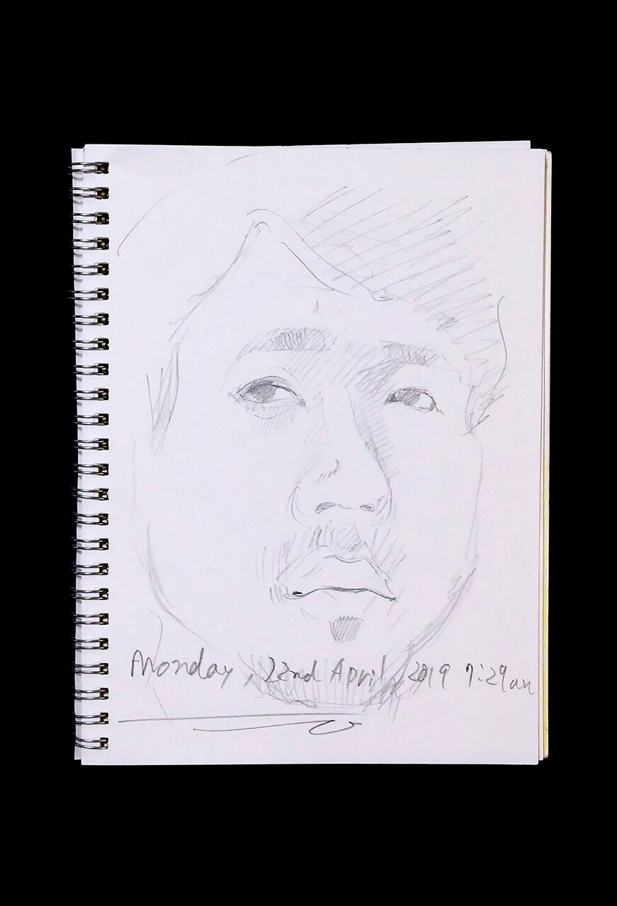 Contemporary artist SHINTAKU Tomoni's 2019/4/22 Self-portrait or pencil drawing