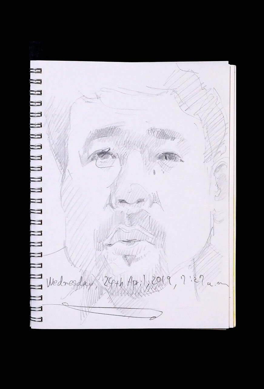 Contemporary artist SHINTAKU Tomoni's 2019/4/24 Self-portrait or pencil drawing