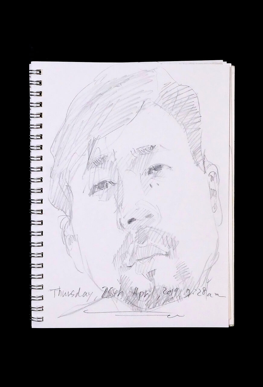 Contemporary artist SHINTAKU Tomoni's 2019/4/25 Self-portrait or pencil drawing