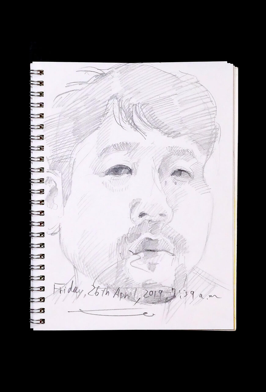 Contemporary artist SHINTAKU Tomoni's 2019/4/26 Self-portrait or pencil drawing