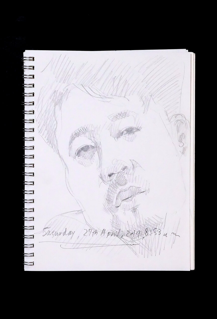 Contemporary artist SHINTAKU Tomoni's 2019/4/27 Self-portrait or pencil drawing