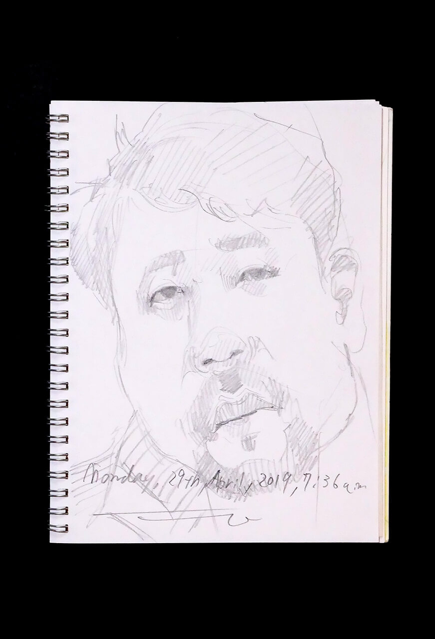 Contemporary artist SHINTAKU Tomoni's 2019/4/29 Self-portrait or pencil drawing