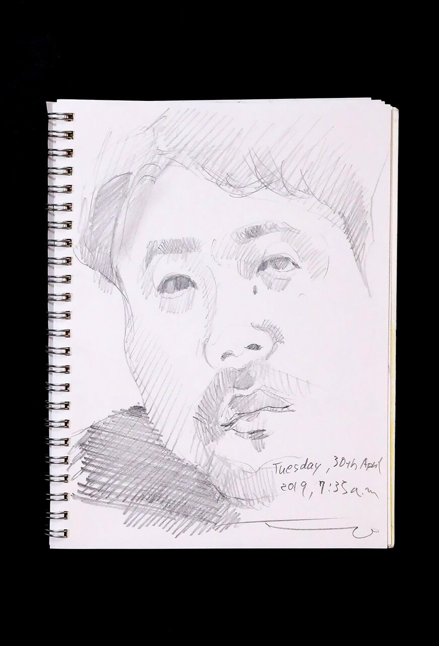 Contemporary artist SHINTAKU Tomoni's 2019/4/30 Self-portrait or pencil drawing