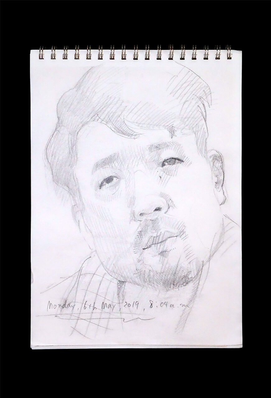 Contemporary artist SHINTAKU Tomoni's 2019/5/6 Self-portrait or pencil drawing