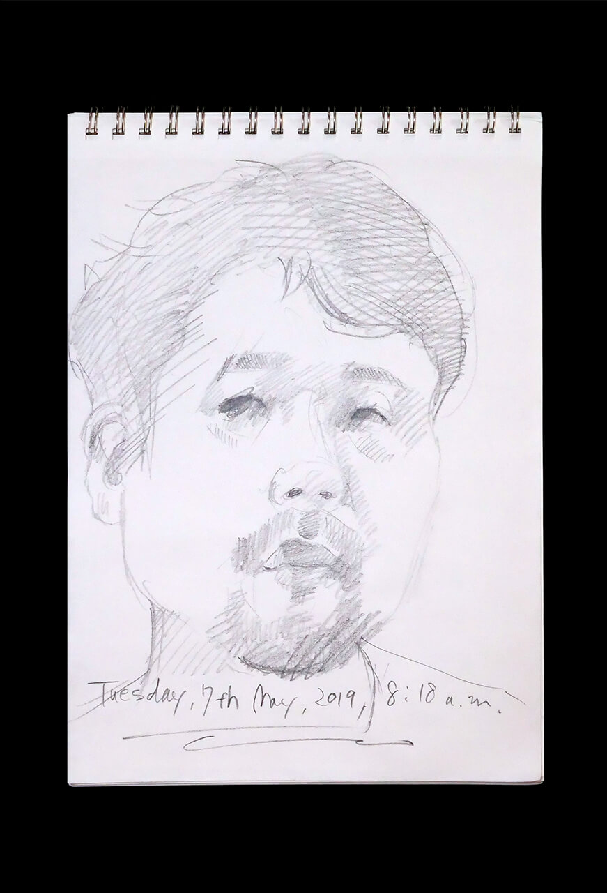 Contemporary artist SHINTAKU Tomoni's 2019/5/7 Self-portrait or pencil drawing