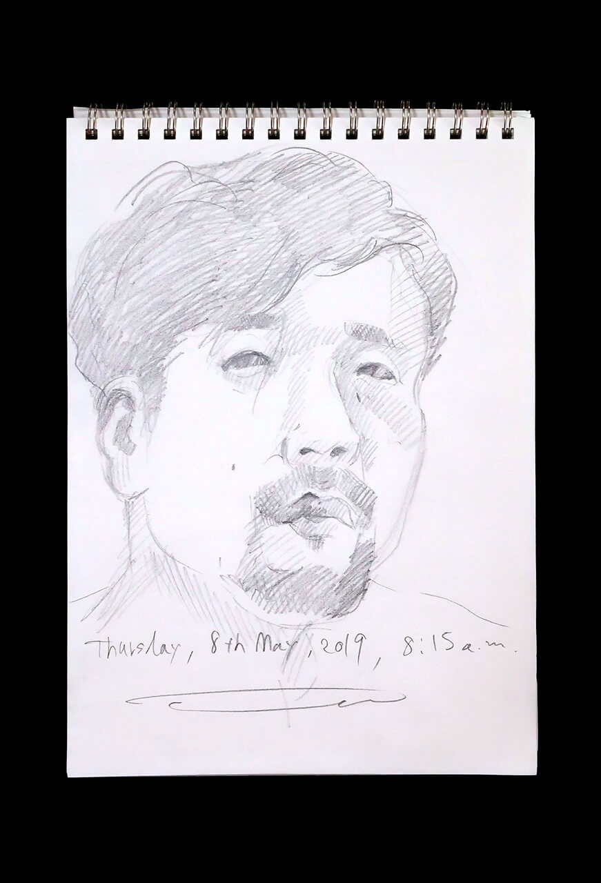 Contemporary artist SHINTAKU Tomoni's 2019/5/9 Self-portrait or pencil drawing
