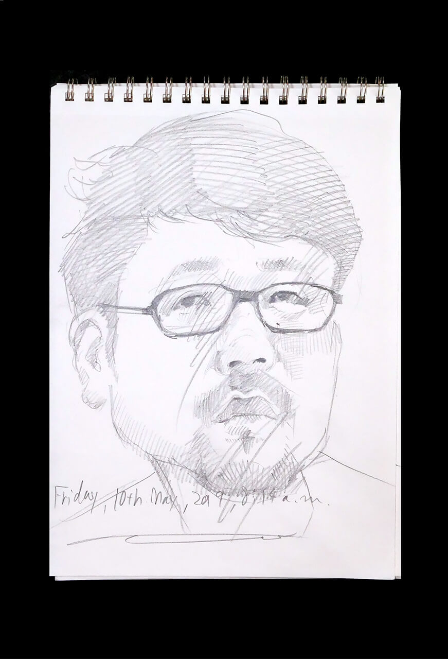 Contemporary artist SHINTAKU Tomoni's 2019/5/10 Self-portrait or pencil drawing