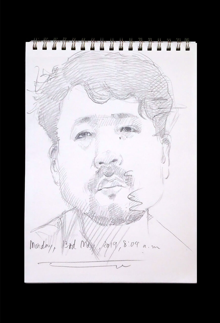 Contemporary artist SHINTAKU Tomoni's 2019/5/13 Self-portrait or pencil drawing