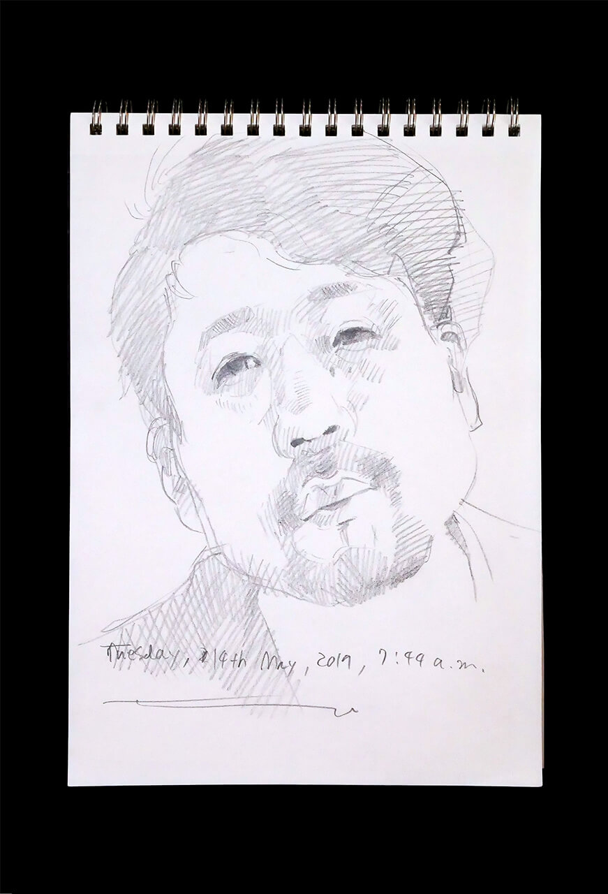 Contemporary artist SHINTAKU Tomoni's 2019/5/14 Self-portrait or pencil drawing