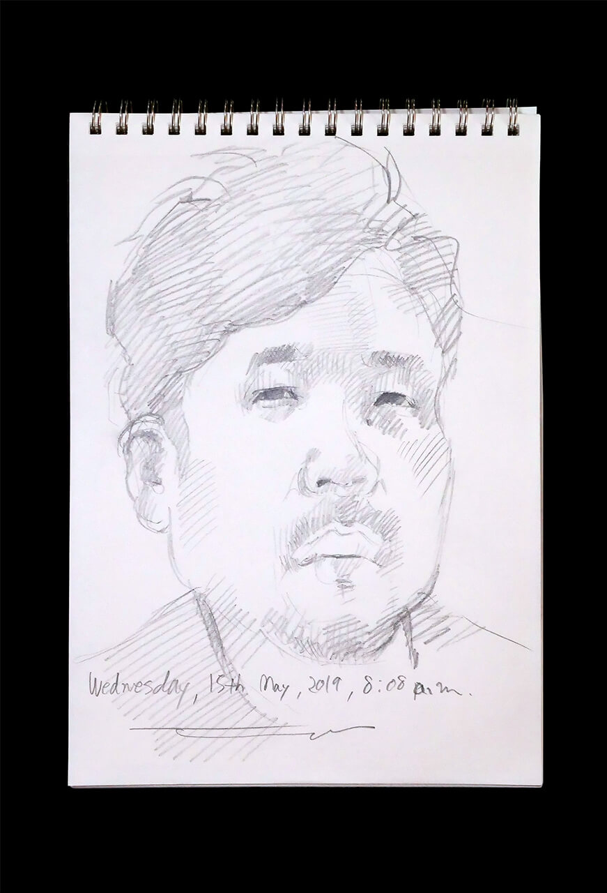 Contemporary artist SHINTAKU Tomoni's 2019/5/15 Self-portrait or pencil drawing