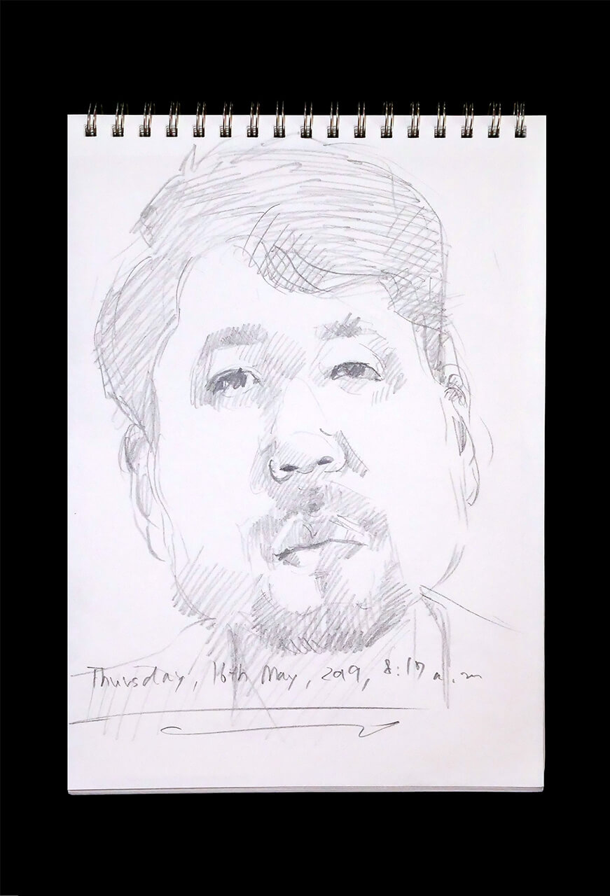 Contemporary artist SHINTAKU Tomoni's 2019/5/16 Self-portrait or pencil drawing