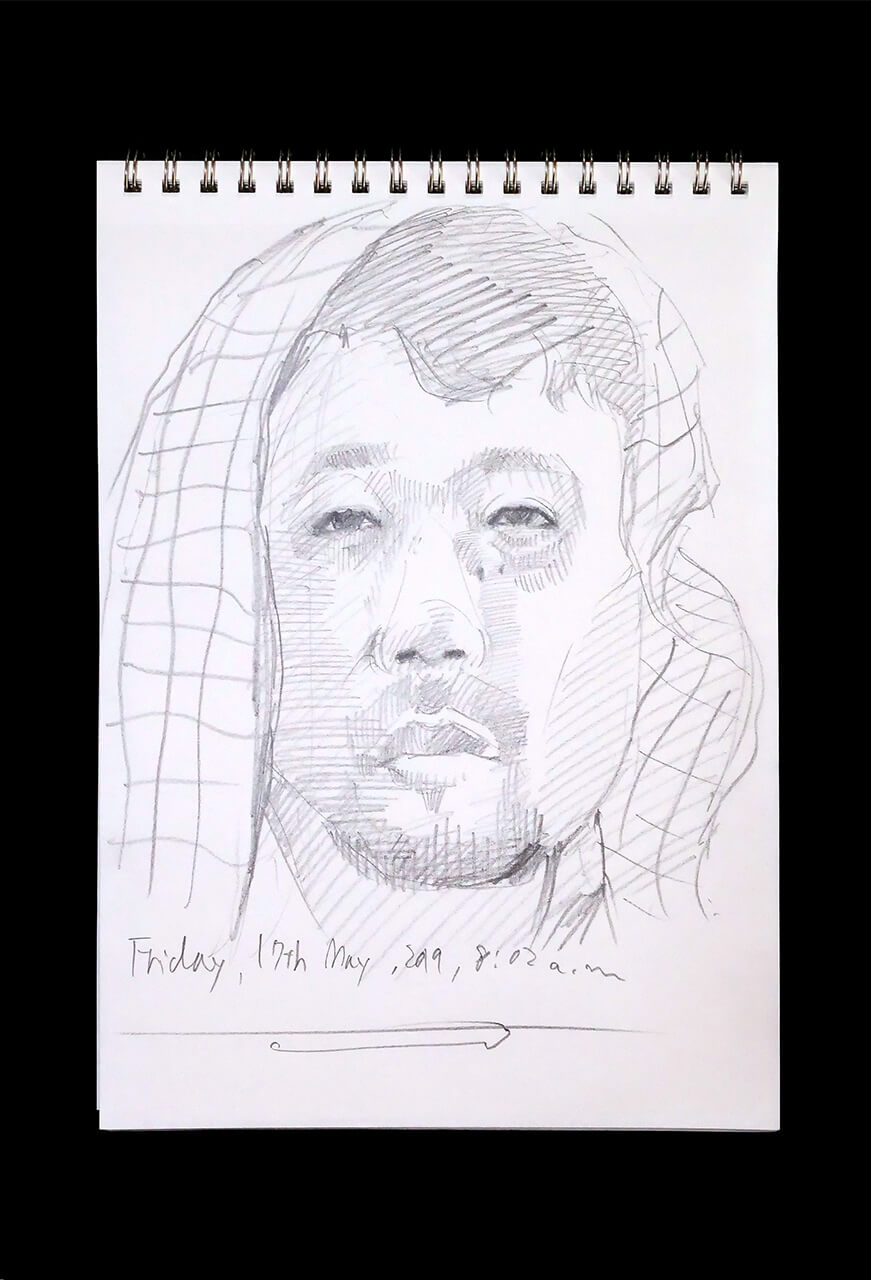 Contemporary artist SHINTAKU Tomoni's 2019/5/17 Self-portrait or pencil drawing
