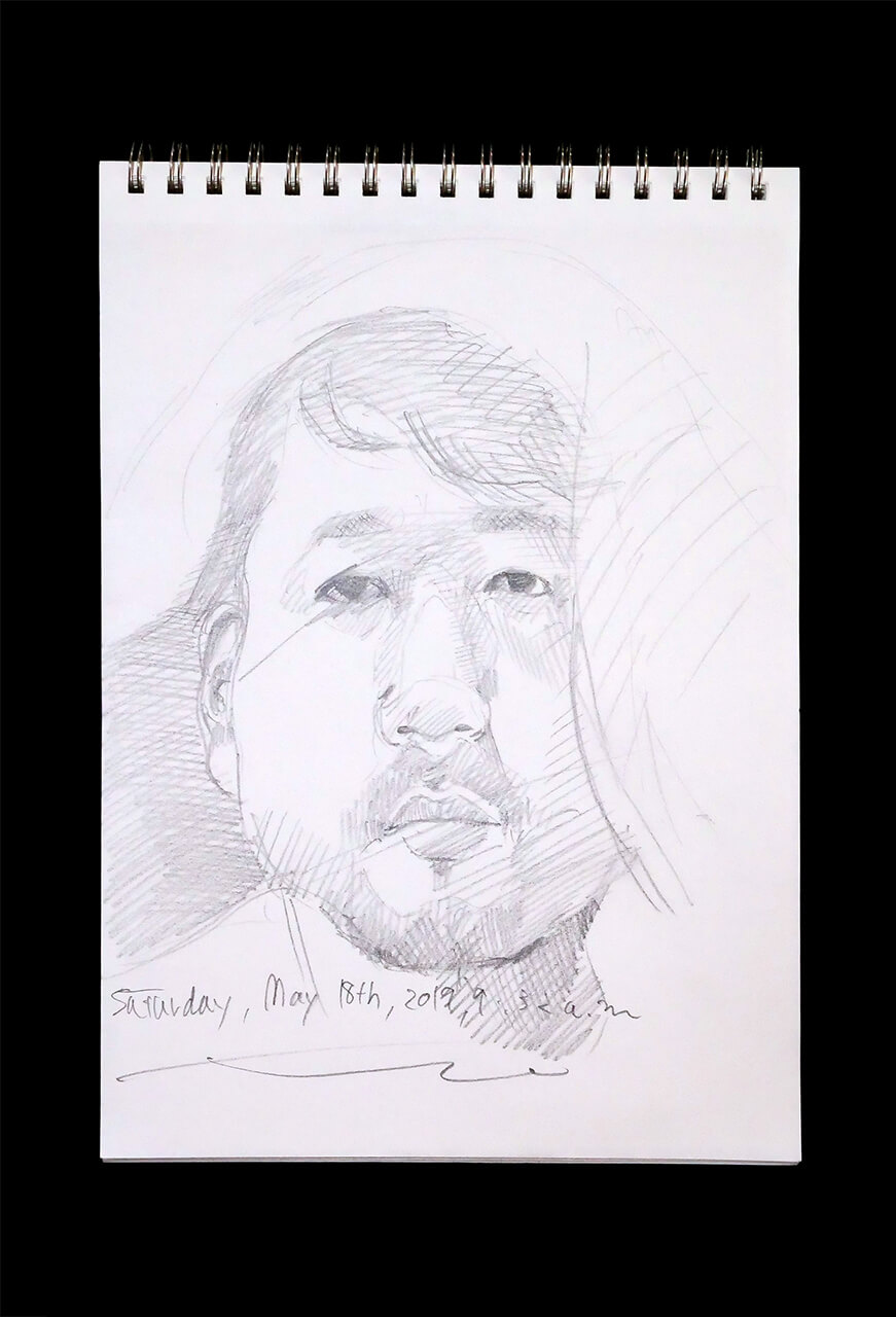 Contemporary artist SHINTAKU Tomoni's 2019/5/18 Self-portrait or pencil drawing