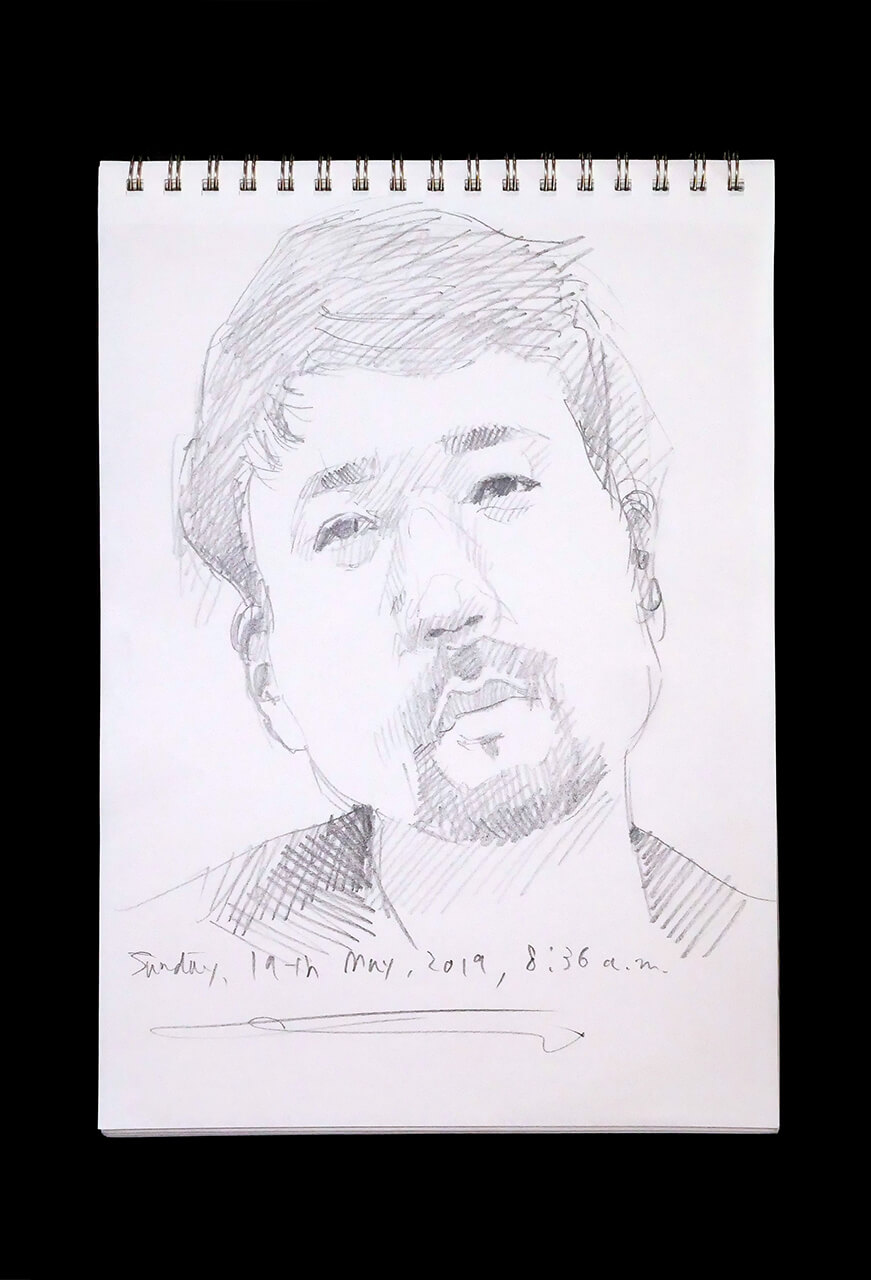 Contemporary artist SHINTAKU Tomoni's 2019/5/19 Self-portrait or pencil drawing