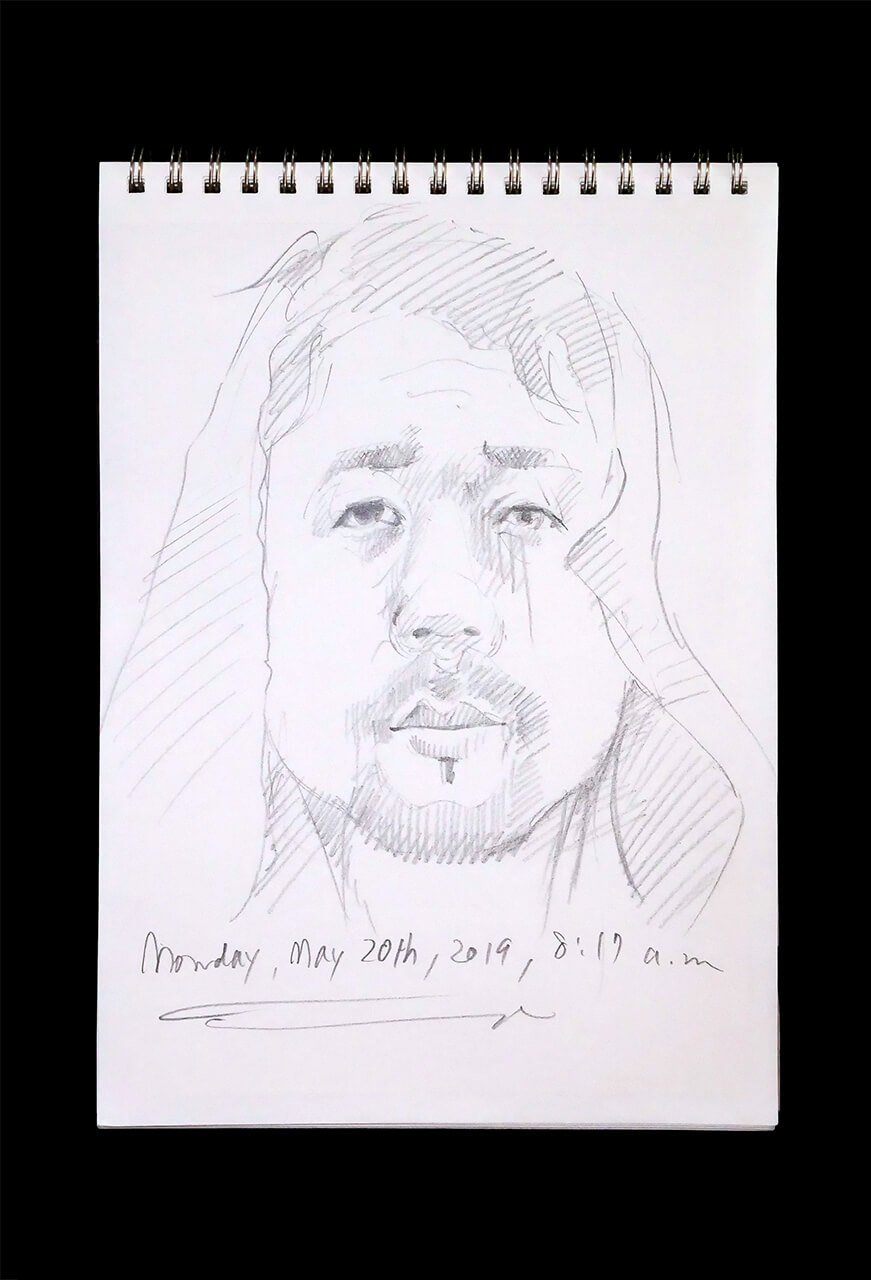 Contemporary artist SHINTAKU Tomoni's 2019/5/20 Self-portrait or pencil drawing