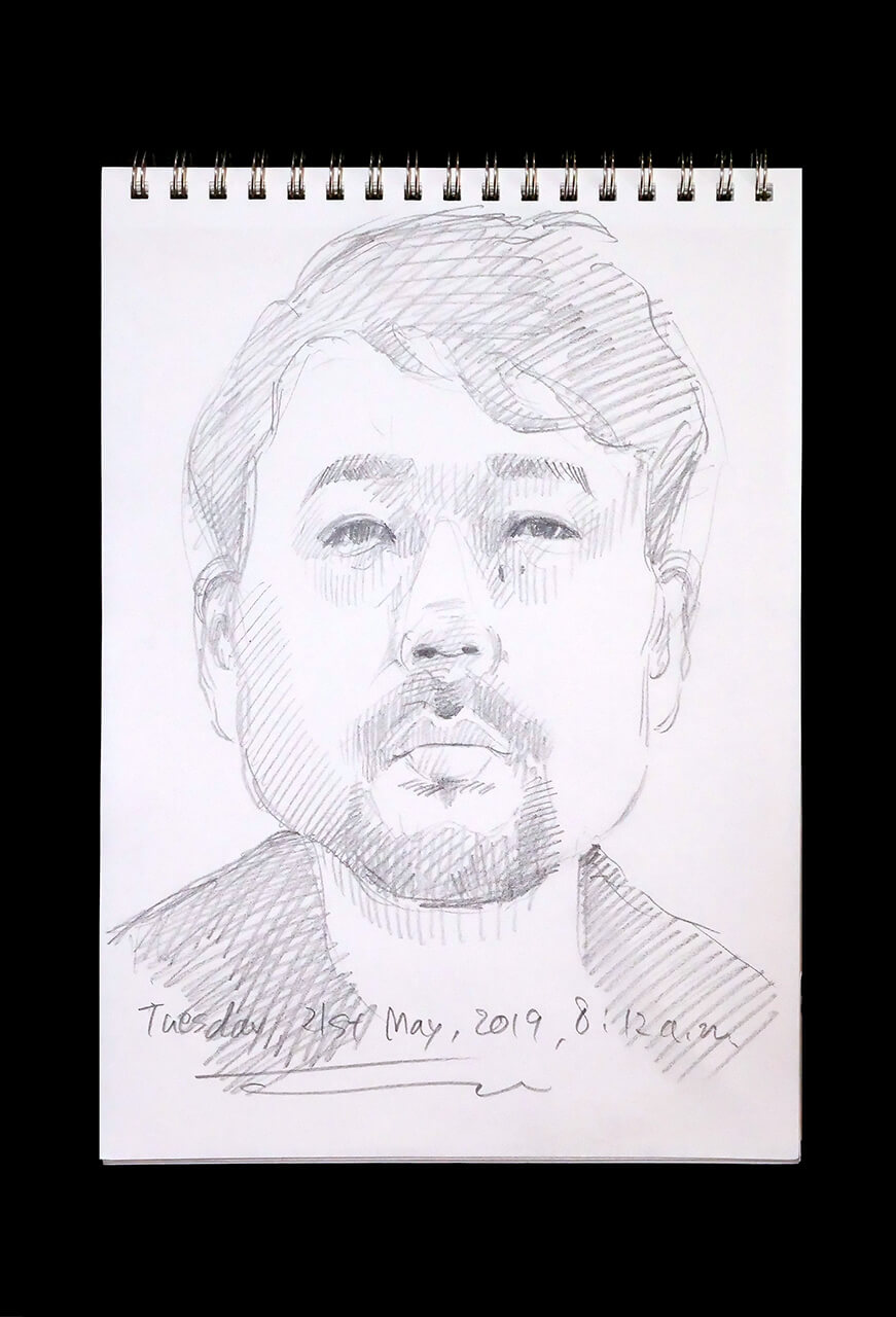 Contemporary artist SHINTAKU Tomoni's 2019/5/21 Self-portrait or pencil drawing
