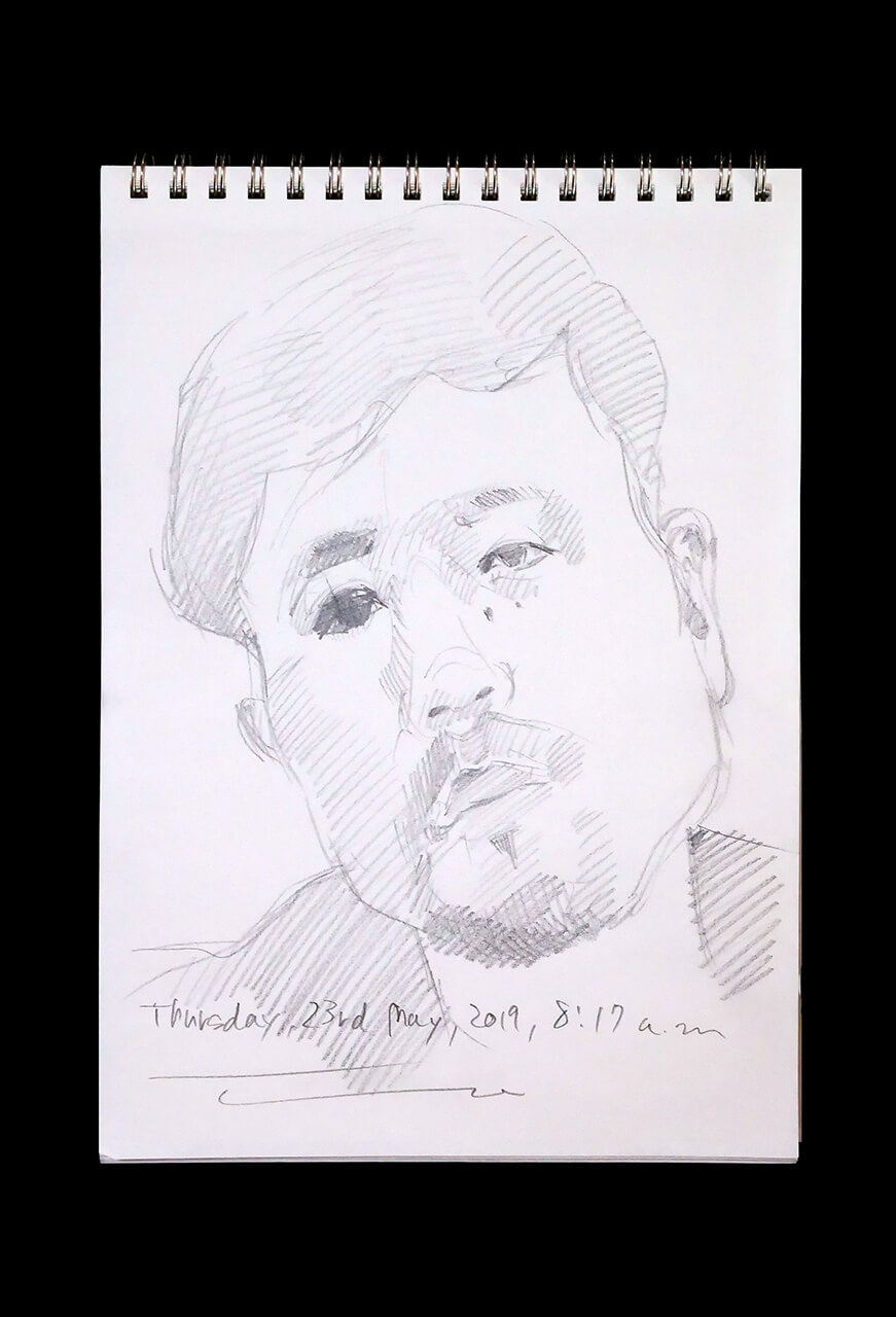 Contemporary artist SHINTAKU Tomoni's 2019/5/23 Self-portrait or pencil drawing