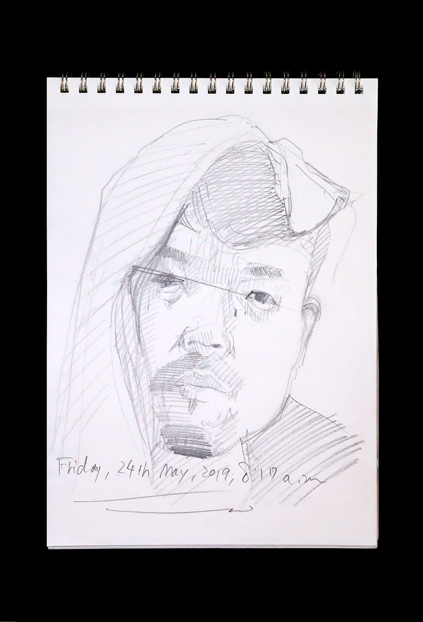 Contemporary artist SHINTAKU Tomoni's 2019/5/24 Self-portrait or pencil drawing