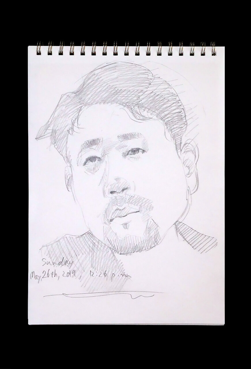 Contemporary artist SHINTAKU Tomoni's 2019/5/26 Self-portrait or pencil drawing