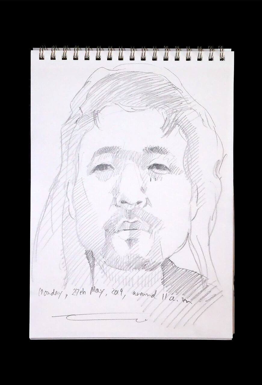 Contemporary artist SHINTAKU Tomoni's 2019/5/27 Self-portrait or pencil drawing