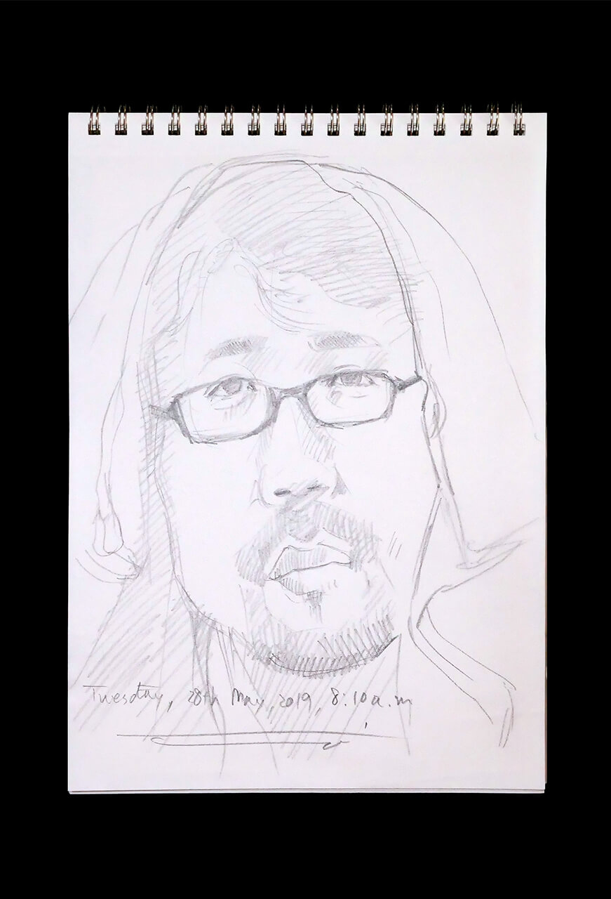 Contemporary artist SHINTAKU Tomoni's 2019/5/28 Self-portrait or pencil drawing