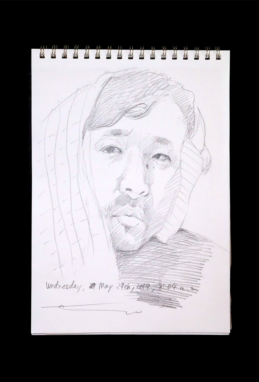 Contemporary artist SHINTAKU Tomoni's 2019/5/29 Self-portrait or pencil drawing