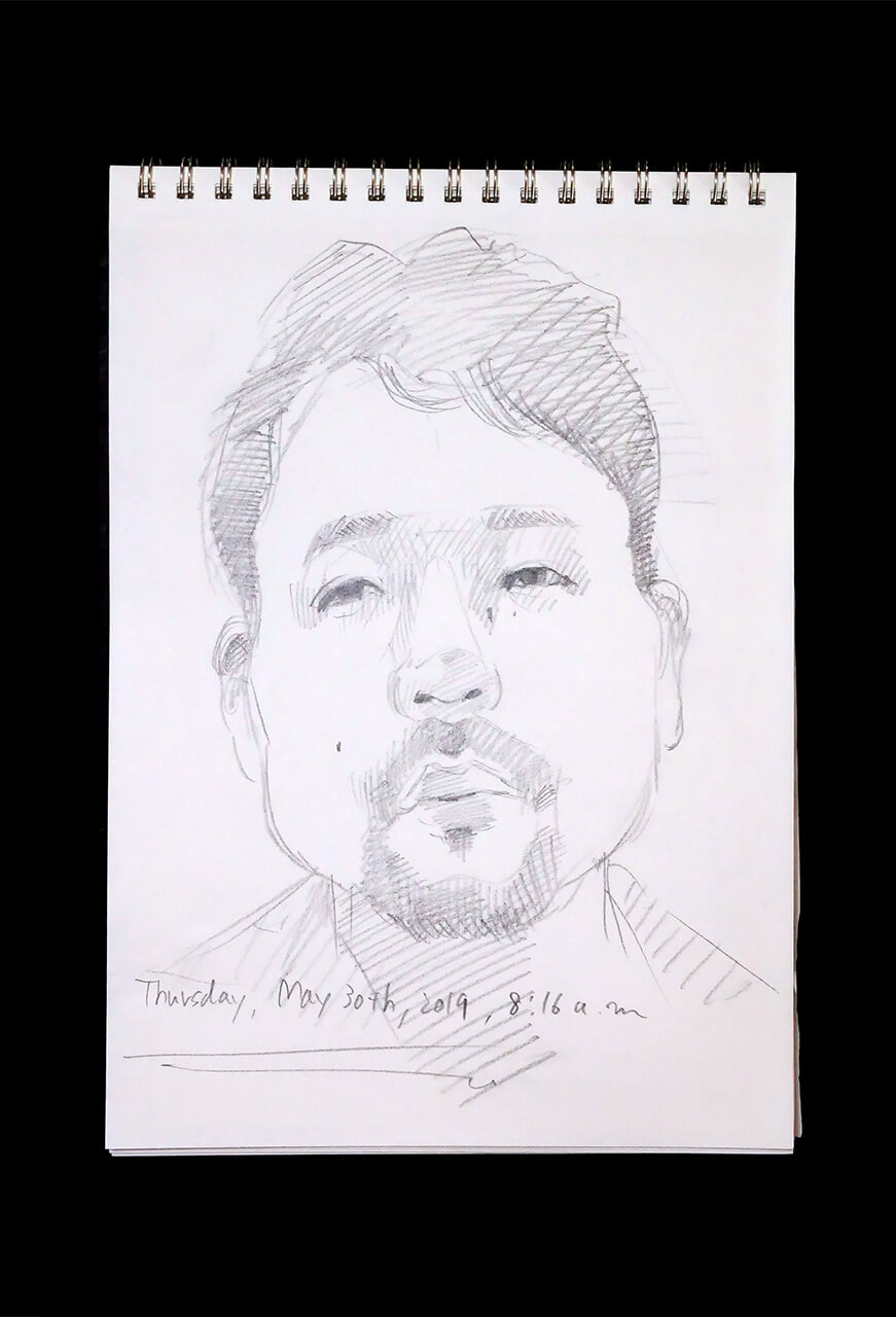 Contemporary artist SHINTAKU Tomoni's 2019/5/30 Self-portrait or pencil drawing
