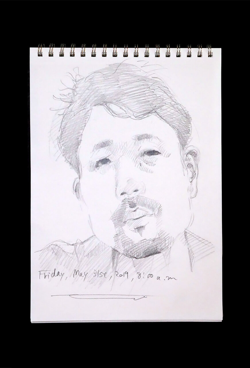 Contemporary artist SHINTAKU Tomoni's 2019/5/31 Self-portrait or pencil drawing