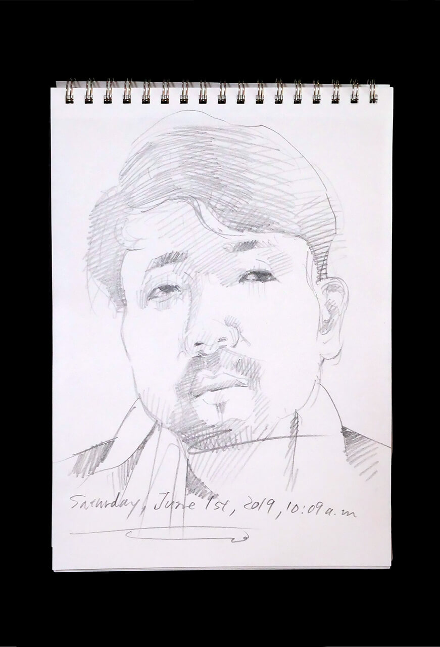 Contemporary artist SHINTAKU Tomoni's 2019/6/1 Self-portrait or pencil drawing