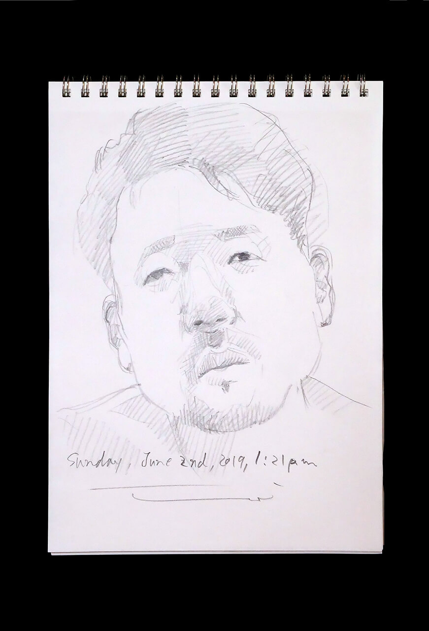 Contemporary artist SHINTAKU Tomoni's 2019/6/2 Self-portrait or pencil drawing