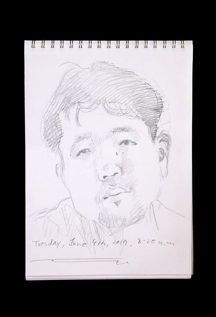 Contemporary artist SHINTAKU Tomoni's 2019/6/4 Self-portrait or pencil drawing