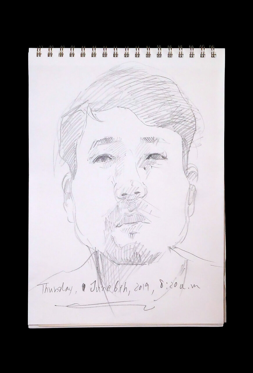 Contemporary artist SHINTAKU Tomoni's 2019/6/6 Self-portrait or pencil drawing